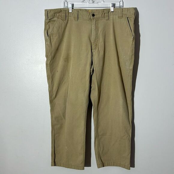 Carhartt Tan Brown Relaxed Fit Carpenter Utility Work Men's Pants 44 x 30 - Picture 1 of 9